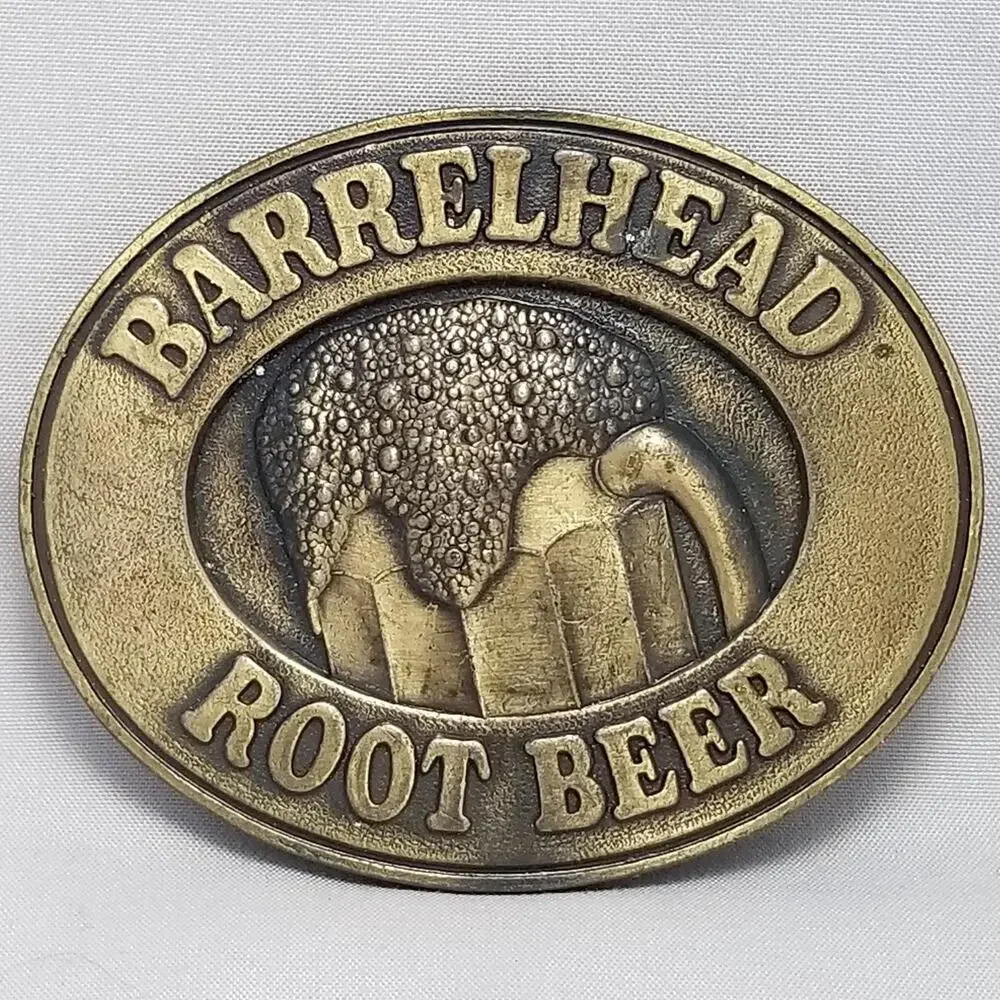 1976 Barrelhead Root‎ Beer Solid Brass Belt Buckle Novelty Adult Collectible